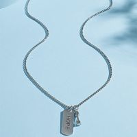 Retro Dumbbell Lettering Hope Square Pendent Necklace main image 3