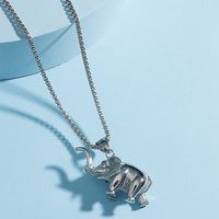 Collier Hip Hop Upright Elephant Pendentif Titane Acier main image 2