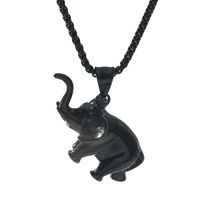 Hip Hop Upright Elephant Pendant Titanium Steel Necklace main image 6