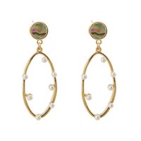 Simple Pearl Natural Abalone Shell Oval Hollow Earrings main image 6
