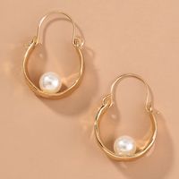 Retro U-shaped Metal Imitation Baroque Pearl Earrings main image 6