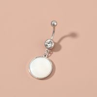 Fashion Round Natural White Shell Stainless Steel Belly Button Nail main image 3