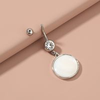 Fashion Round Natural White Shell Stainless Steel Belly Button Nail main image 4