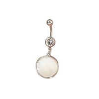 Fashion Round Natural White Shell Stainless Steel Belly Button Nail main image 6