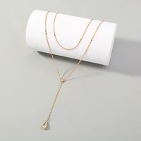 New Simple Water Drop Zircon Long Pendent Double Layer Necklace main image 3