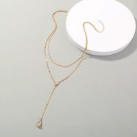 New Simple Water Drop Zircon Long Pendent Double Layer Necklace main image 5