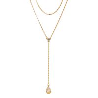 New Simple Water Drop Zircon Long Pendent Double Layer Necklace main image 6