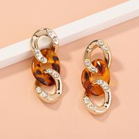Fashion New Diamond Leopard Print Resin Tassel Earrings main image 2