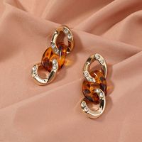 Fashion New Diamond Leopard Print Resin Tassel Earrings main image 3