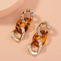 Fashion New Diamond Leopard Print Resin Tassel Earrings main image 4