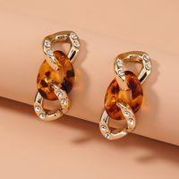 Fashion New Diamond Leopard Print Resin Tassel Earrings main image 5