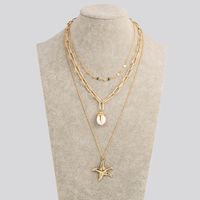 Fashion Metal Starfish Pendant Shell Multilayer Alloy Necklace main image 3