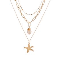 Fashion Metal Starfish Pendant Shell Multilayer Alloy Necklace main image 6