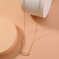 Simple Alloy Pin Pendent Single Layer Clavicle Chain main image 5