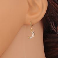 Fashion Copper Micro-inlaid Moon Star Earrings main image 3