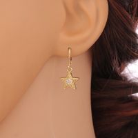 Fashion Copper Micro-inlaid Moon Star Earrings main image 4
