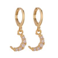 Fashion Copper Micro-inlaid Moon Star Earrings main image 6