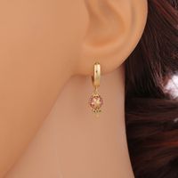 Fashion Copper Color Zircon Maple Leaf Pineapple Lollipop Earring main image 5