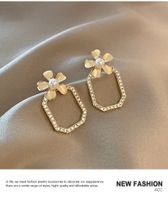 Nihaojewelry Jewelry Wholesale Flower Square Zircon Stud Earrings main image 3
