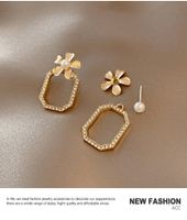 Nihaojewelry Jewelry Wholesale Flower Square Zircon Stud Earrings sku image 1