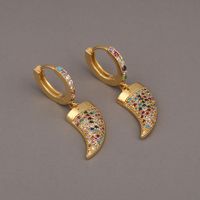Fashion Colored Diamonds Horn Copper Earrings main image 1
