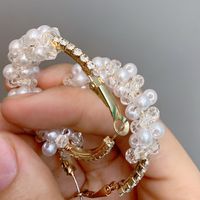 Pendientes De Aro Grandes De Perlas Con Diamantes Retro Al Por Mayor main image 4