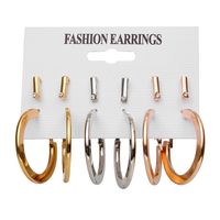 Retro Tri-color Metal Stud Earring Set sku image 1