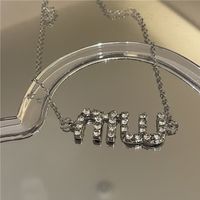 New Fashion Letter Rhinestone Thin Chain Necklace sku image 1