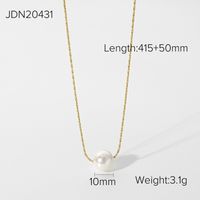 Simple 14k En Acier Inoxydable Unique Perle Pendentif Collier sku image 1