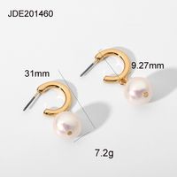 Retro Geometric Freshwater Pearl Copper Earrings sku image 1