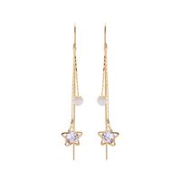 Fashion Opal Star Tassel Copper Earrings Wholesale sku image 1