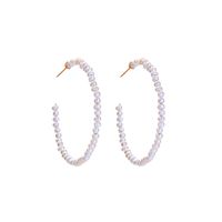 Simple Fashion Retro Pearl C-shaped Copper Earrings sku image 1