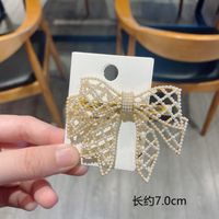 Korean Style Imitation Pearl Hollow Big Bow Hairpin sku image 2