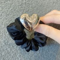 Korean Style Metal Heart Shape Cloth Hair Rope sku image 1