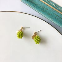 Cute Green Grape Fruit Stud Earrings sku image 1