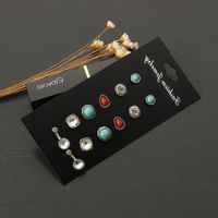 Nihaojewelry Mode Boucles D&#39;oreilles Diamant Turquoise Rubis Ensemble Bijoux En Gros main image 3
