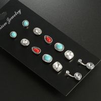 Nihaojewelry Mode Boucles D&#39;oreilles Diamant Turquoise Rubis Ensemble Bijoux En Gros sku image 1