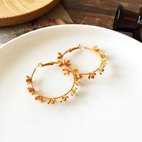 Korean Style Flower Frosted Big Circle Earrings sku image 2