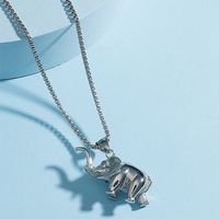 Hip Hop Upright Elephant Pendant Titanium Steel Necklace sku image 1