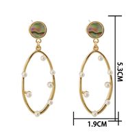 Simple Pearl Natural Abalone Shell Oval Hollow Earrings sku image 1