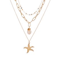 Fashion Metal Starfish Pendant Shell Multilayer Alloy Necklace sku image 1