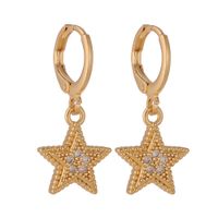 Fashion Copper Micro-inlaid Moon Star Earrings sku image 1