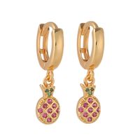 Fashion Copper Color Zircon Maple Leaf Pineapple Lollipop Earring sku image 2