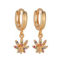 Fashion Copper Color Zircon Maple Leaf Pineapple Lollipop Earring sku image 3