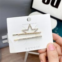 Korean Style Bowknot Flower Diamond Pearl One Word Clip Pair Set sku image 2