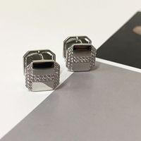 Retro Geometric Zircon Square Copper Ear Buckle sku image 2