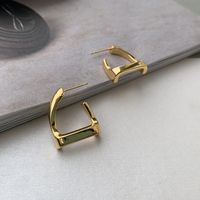 Simple Irregular Smooth Copper Earrings sku image 1