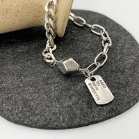 Retro Letter Square Brand Heart Pendant Chain Bracelet main image 1