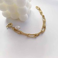 Baroque Fashion Pearl Pendant Twist Knotted Chain Copper Bracelet main image 2