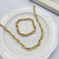 Fashion Stacking Hollow Thick Chain Copper Bracelet main image 3
